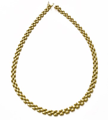 Lot 156 - A 9 Carat Gold Brick Link Necklace, length 41.5cm