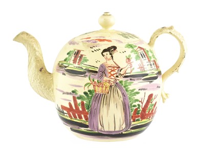 Lot 143 - A Creamware Teapot and Cover, circa 1760, of...