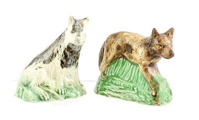 Lot 91 - A Pearlware Model of a Wolf, circa 1800,...