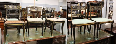 Lot 1425 - A Pair of Regency Black Japanned Chairs, later...