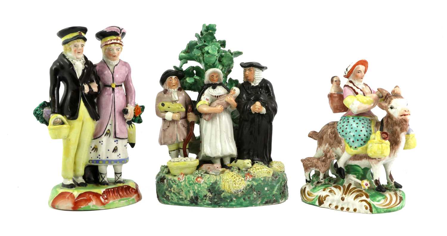 Lot 88 - A Pearlware Figure Group, circa 1820, the...