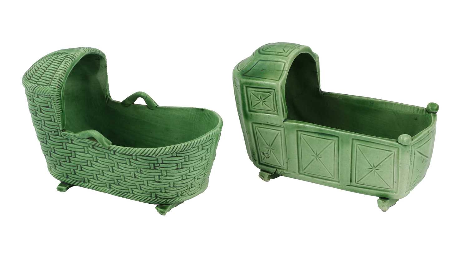 Lot 52 - A Green-Glaze Earthenware Model of a Cradle,...