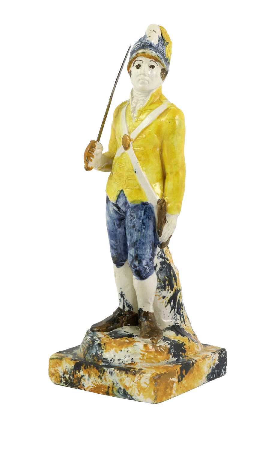 Lot 68 - A Prattware Military Figure, circa 1790, as a...