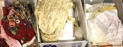 Lot 1090 - Assorted White Linen, Table Cloths, Bed Linen,...