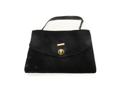 Lot 2225 - Cartier Black Suede Bag with 9ct gold locking...