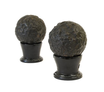 Lot 65 - Two Iron Cannon Balls, later painted black and...