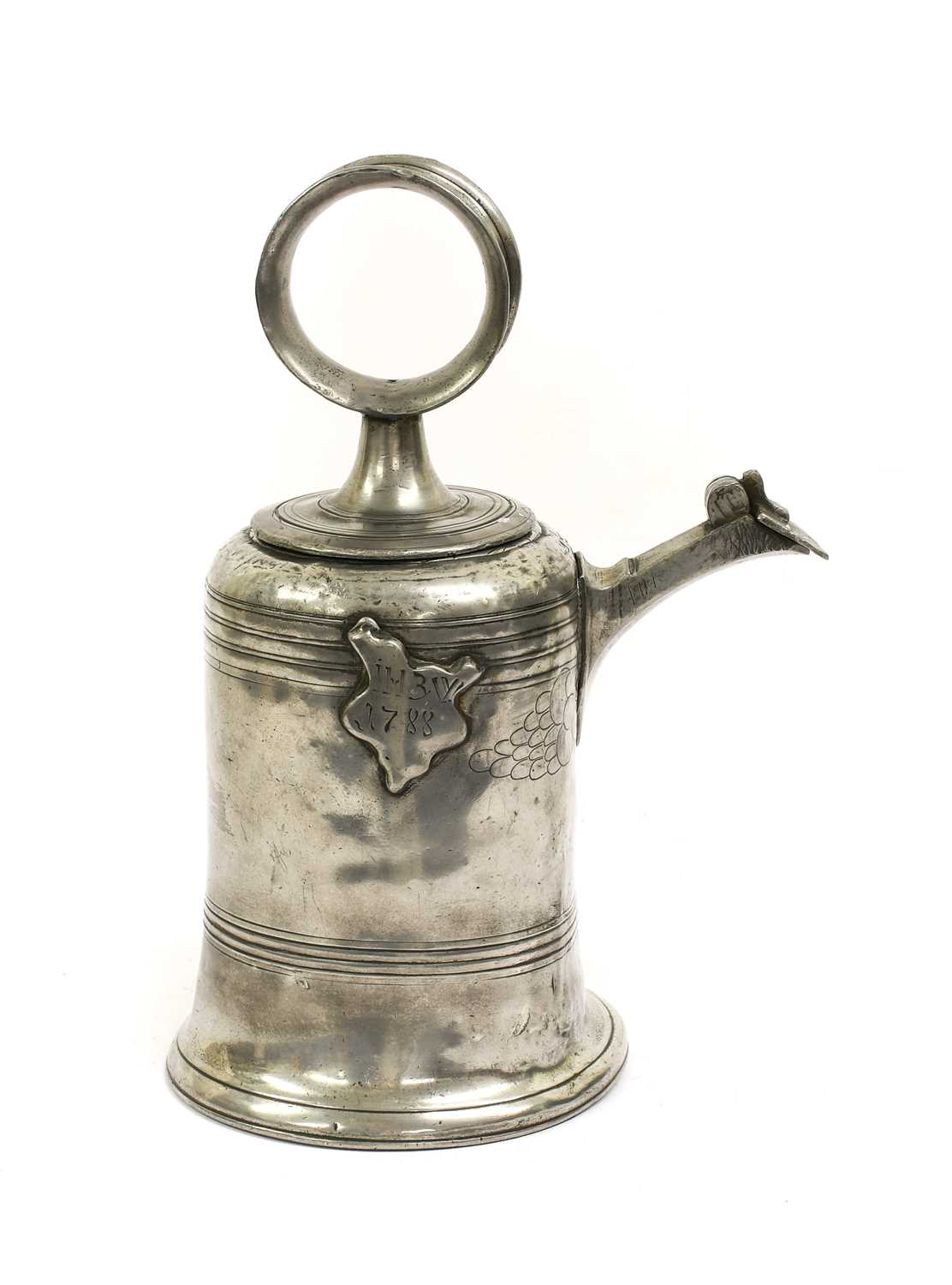 Lot 312 - A Continental Pewter Kanne, dated 1788, of...