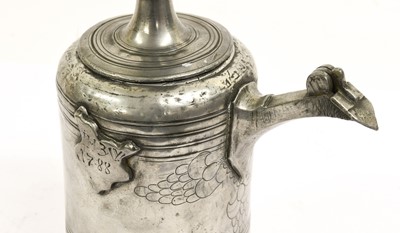 Lot 312 - A Continental Pewter Kanne, dated 1788, of...