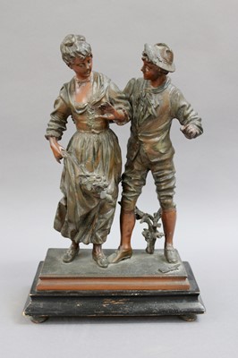 Lot 151 - A Bronzed Spelter Figure Group, circa 1900, as...