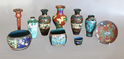 Lot 100 - A Pair of Japanese Cloisonne Enamel Vases,...