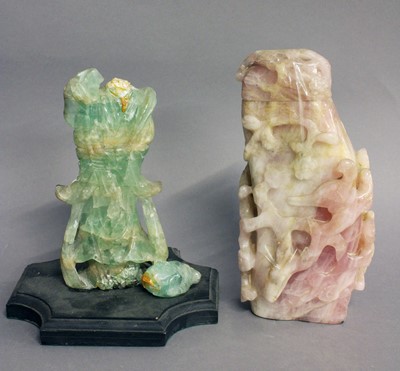 Lot 55 - A Chinese Pink Quartz Vase and Cover, carved...