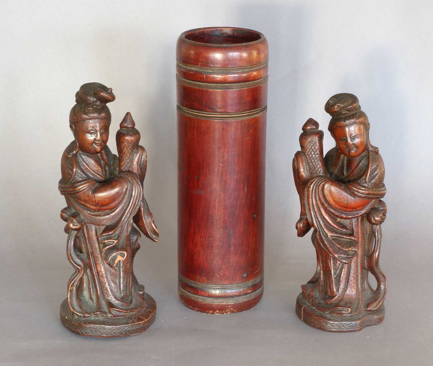 Lot 75 - A Pair of Chinese Carved Rootwood Figures of...