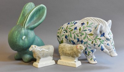 Lot 24 - A Pair of Rye Pottery Models of a Ram and Ewe,...