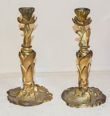 Lot 30 - A Pair of Gilt Bronze Candlesticks, of...