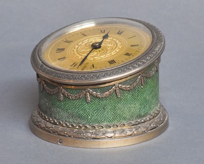 Lot 101 - A Silvered Brass Shagreen Desk Timepiece,...
