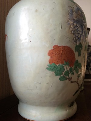 Lot 16 - A Chinese Celadon-Ground Baluster Vase, 19th...
