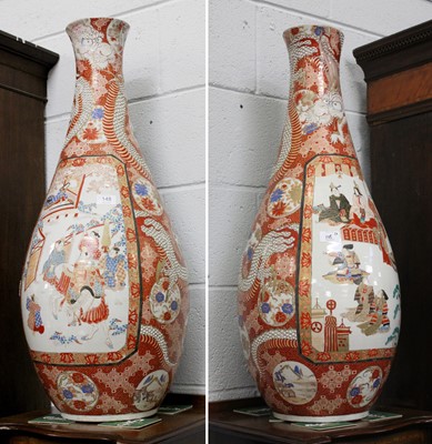 Lot 148 - A Pair of Arita Porcelain Floor Vases, Meiji...