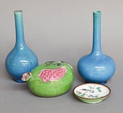 Lot 107 - Two Chinese Turquoise Glazed Earthenware...