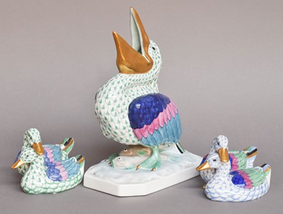Lot 90 - A Herend Porcelain Model of a Pelican, stood...