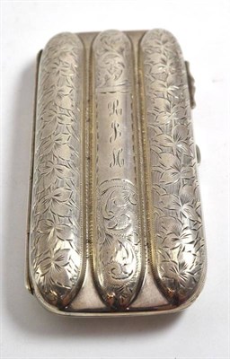 Lot 286 - An Edward VII silver cigar case, maker's mark worn, Birmingham 1908