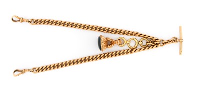 Lot 2389 - A 9 Carat Gold Curb Link Watch Chain with...