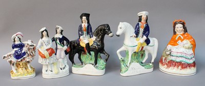 Lot 42 - A Pair of Press Moulded Pottery Equestrian...