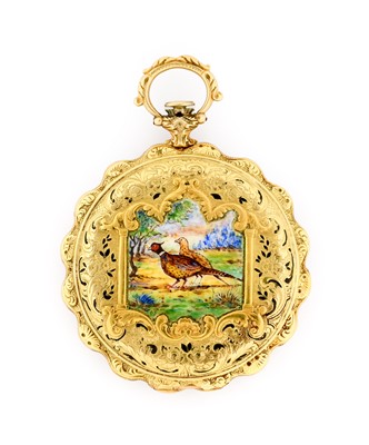 Lot 2372 - A Continental Enamel Pocket Watch, circa 1850,...