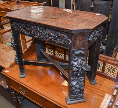 Lot 1442 - A Carved Oak Joint Stool