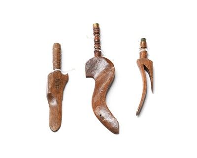 Lot 2150 - Three Late 19th Century Knitting Sticks,...