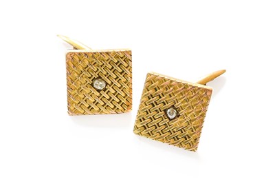 Lot 146 - A Pair of Diamond Cufflinks, stamped '585',...