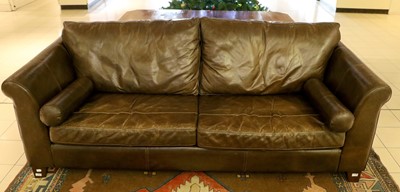 Lot 1328 - A Halo Brown Leather Three-Seater Sofa, by...