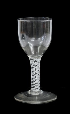 Lot 10 - A Mixed Twist Wine Glass, circa 1750, to ovoid...