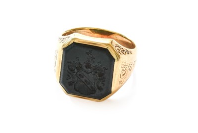 Lot 113 - A Bloodstone Intaglio Ring, depicting a coat...