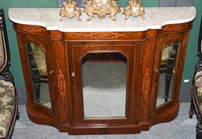 Lot 1300 - A Marble Top Walnut Credenza, with mirrored...