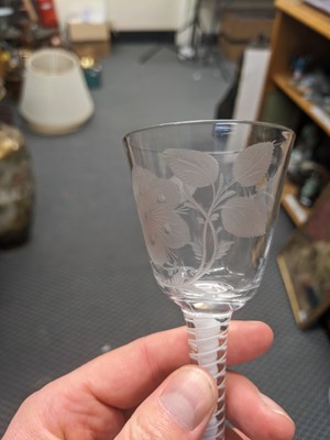 Lot 48 - A Jacobite Wine Glass, circa 1750, the rounded...