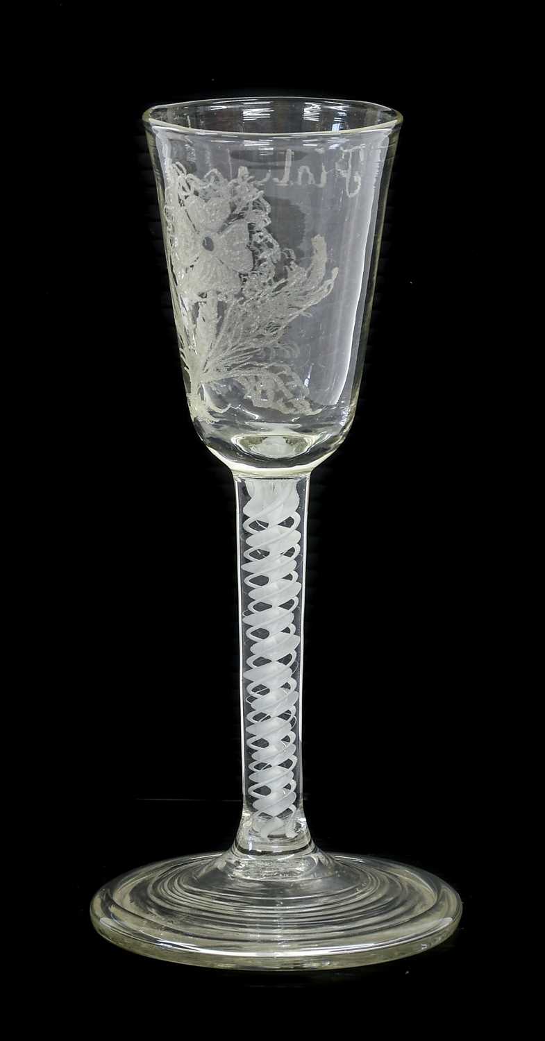 Lot 44 - A Wine Glass, circa 1750, the rounded funnel...