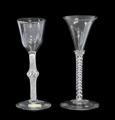 Lot 24 - A Wine Glass, circa 1750, the trumpet bowl on...
