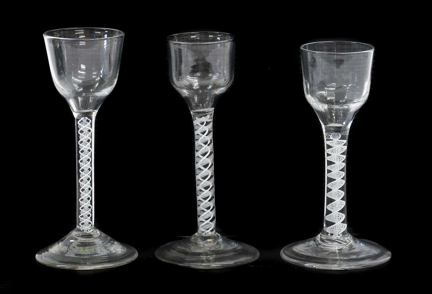 Lot 32 - A Wine Glass, circa 1750, the ogee bowl on an...