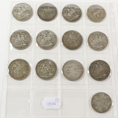 Lot 89 - 12 x Silver Crowns, comprising: George III...