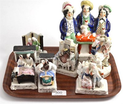 Lot 300 - Five German fairings and two Staffordshire figures