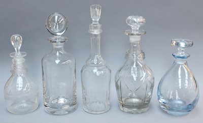 Lot 28 - A Group of Five Various Decanters, A Pair of...