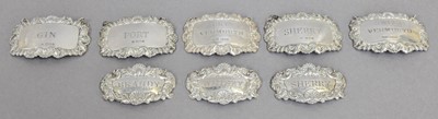 Lot 81 - Eight Silver Decanter or Wine Labels, in the...
