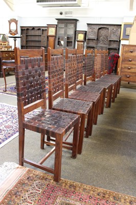 Lot 1383 - A Set of Eight Hardwood Dining Chairs, with...