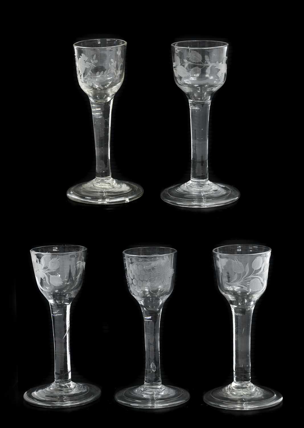 Lot 31 - A Wine Glass, circa 1750, the ogee bowl...
