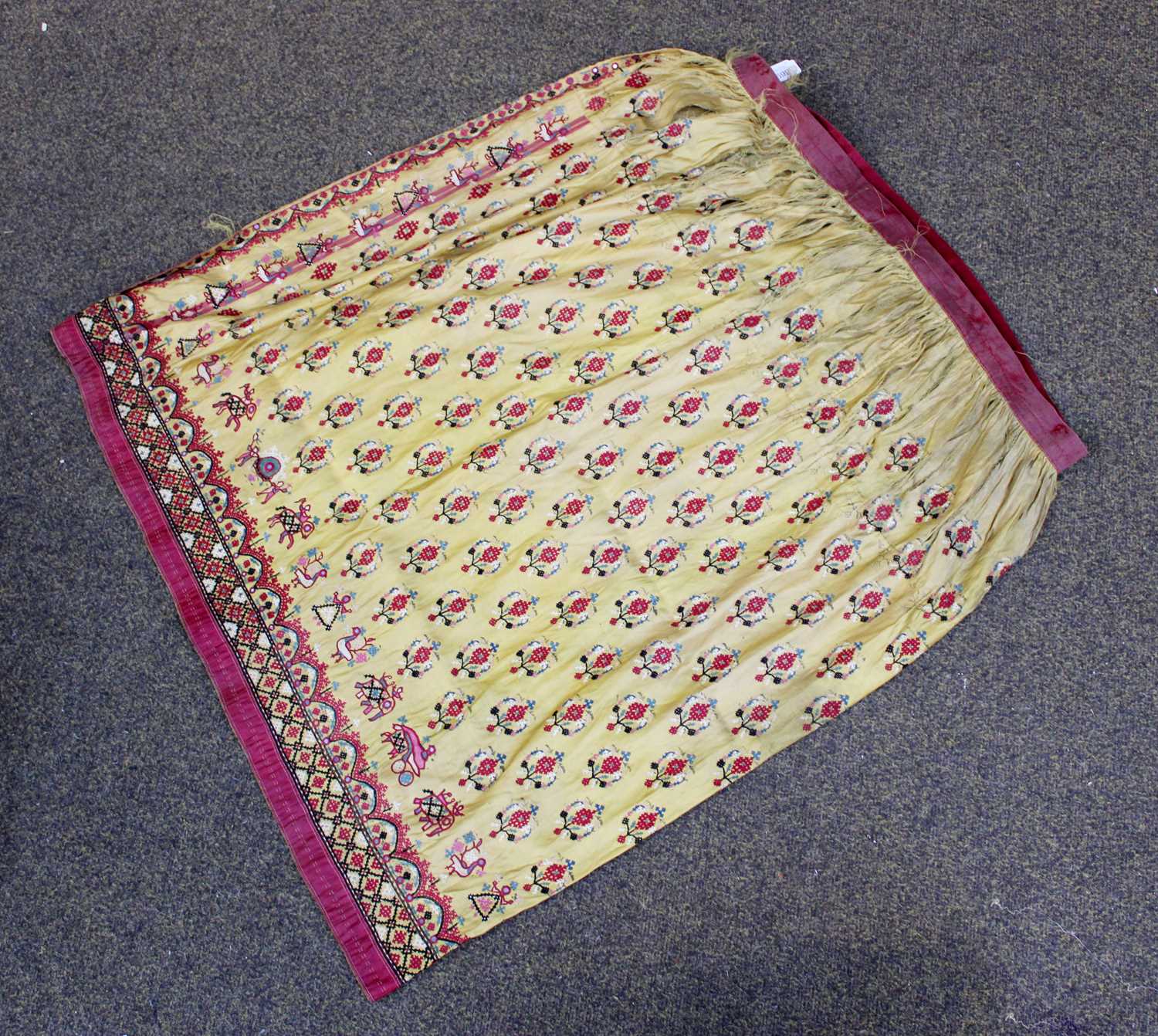 Lot 369 - Indian Yellow Silk Embroidered Skirt (a/f)