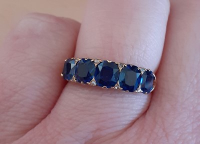 Lot 2011 - A Late Victorian Sapphire Five Stone Ring the...