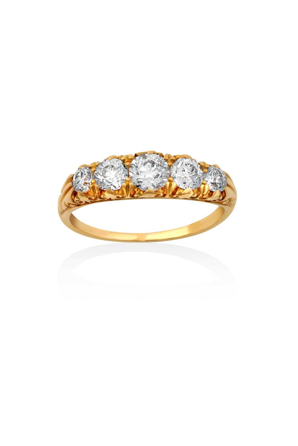 Lot 2184 - A Diamond Five Stone Ring the graduated old...