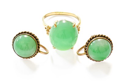 Lot 132 - A Pair of Jade Earrings, with screw fittings;...