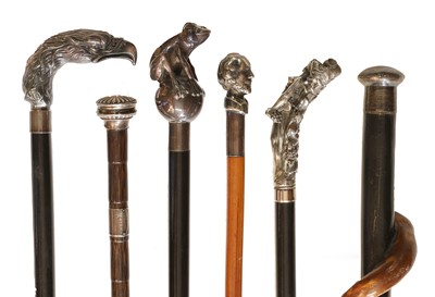 Lot 339 - A White Metal Mounted Walking Stick, the...