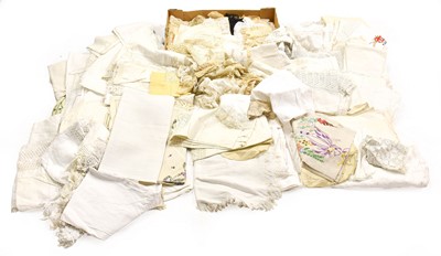 Lot 2105 - Assorted White Linen, Embroidered Textiles,...